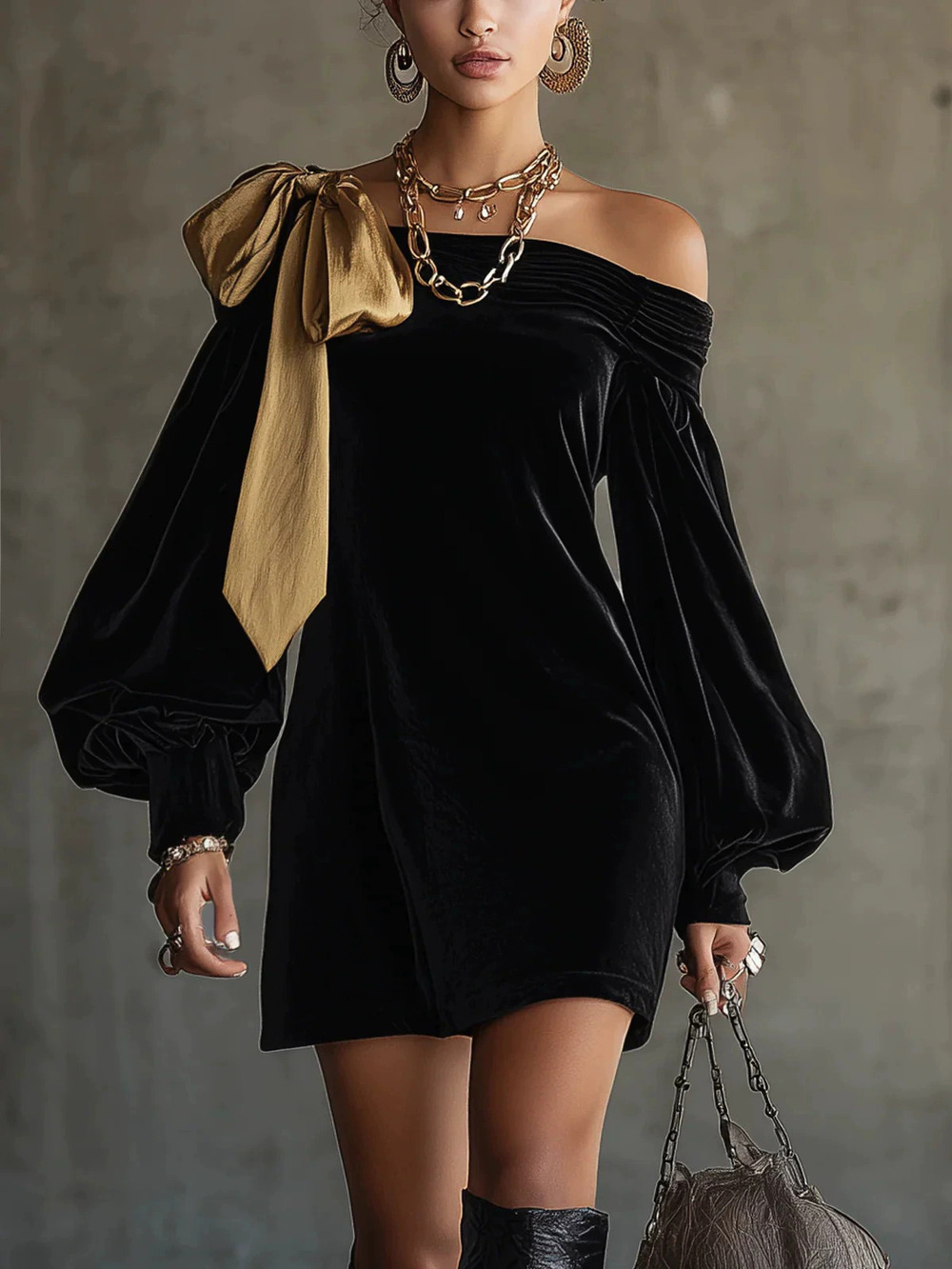 ZARA Luxury French Black Mini Dress Elegant Spring Heiress Style